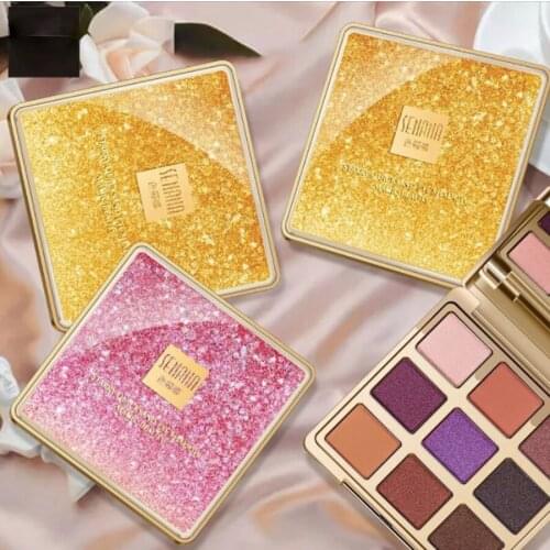 9 Color Pressed Matte Glitter Eyeshadow Palette Waterproof Long-lasting Eyeshadow Pigment Diamond Shimmer Nude Shiny Makeup