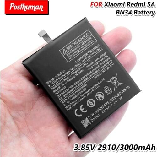 BN34 Rechargeable Lithium Battery BN-34 BN 34 Replacement Phone Battery For Xiaomi Redmi 5A 3.85V 3000MAH Long Cycle-Life Cell
