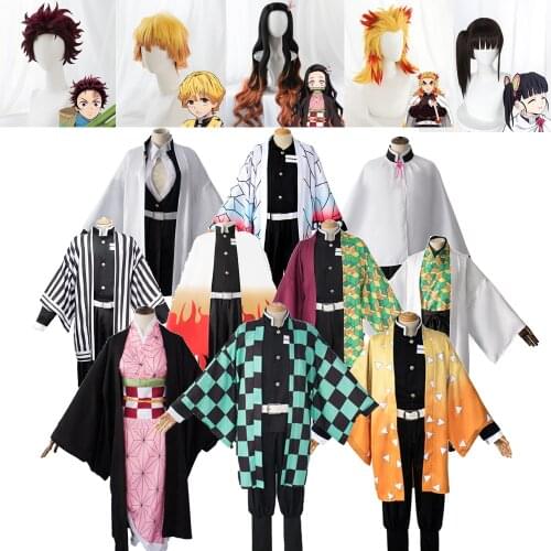 Anime Demon Slayer Kimetsu no Yaiba Cosplay Costume Kamado Tanjirou Nezuko Agatsuma Zenitsu Wigs Nezuko Kamado Cosplay Costume