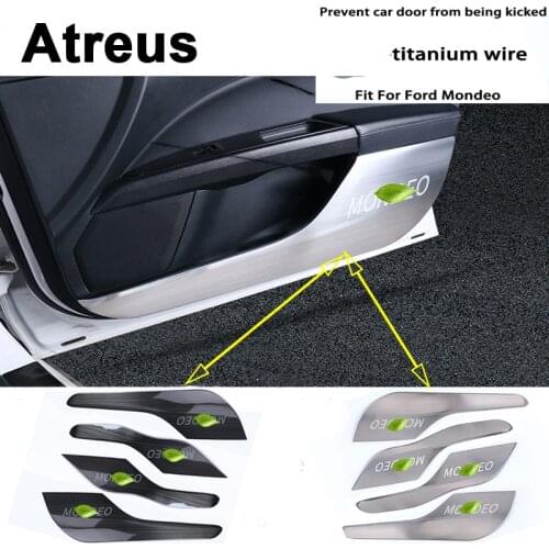 Atreus 4pcs For Ford Mondeo MK5 MKV 2017 2018 Car styling 3D Door Anti Kick Mat Dust Proof Protection Stainless Steel Stickers