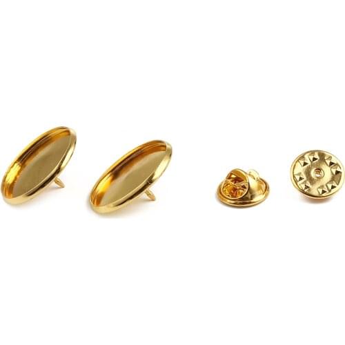 22mmCopper Material Pin Brooches Style Cabochon Base Settings Cufflink Spacer Settings Tie Tack Pins For DIY Jewelry Making