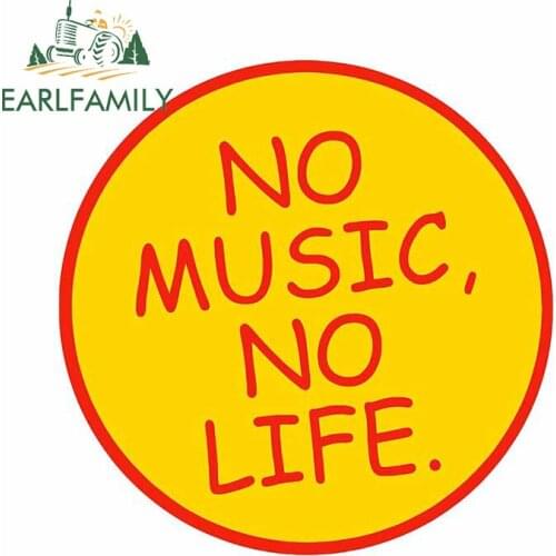 EARLFAMILY 13cm x 12.7cm for No Music No Life Decal Silhouette Snowboard VAN Bumper Car Stickers Suitcase Anime JDM Assessoires