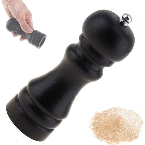 5 Inch Wooden Salt Pepper Grinder Spice Mills Hand Movement Wood Pepper Mill with Ceramic Grinding Cord Kitchen Cooking