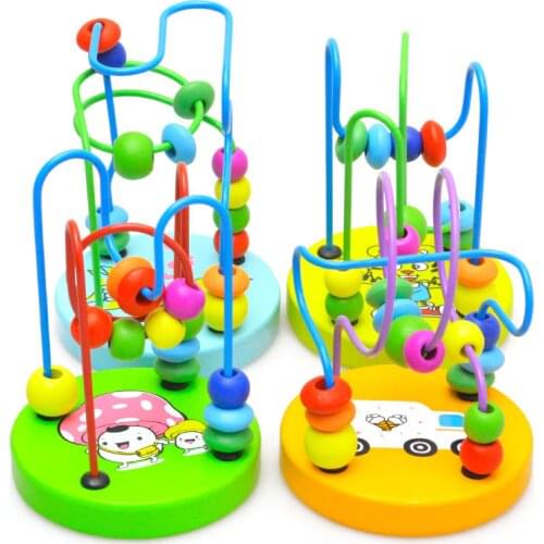 Boys Girls montessori Wooden Toys Wooden Circles Bead Wire Maze Roller Coaster Educational Wood Puzzles Kid Toy Christmas Gifts