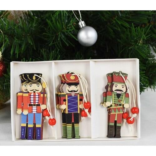 9cm 9Pcs Wooden Nutcracker Soldier Figures Ornaments Christmas Decorations Festival Xmas Decor Tree Hang Ornament New Year Gift
