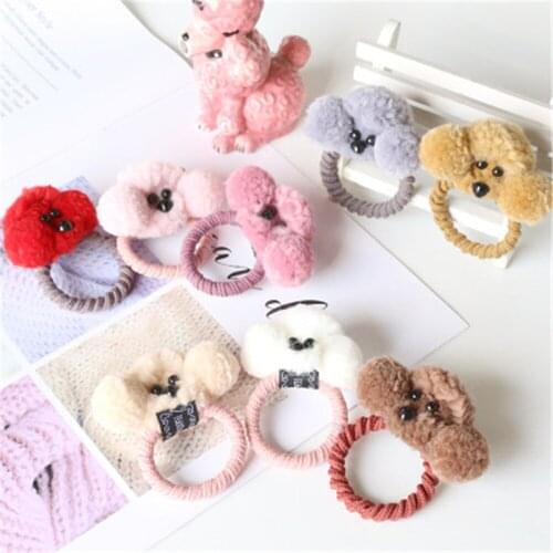 Girl Kids Elastic Hair band Tie Clip Child Hair Accessories Cartoon Plush Dog Animal резинки для волос gumka do wlosow Wholesale