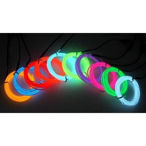 Flexible Neon Light Glow EL Wire Battery Powered Rope Tape Cable Strip LED Neon Sign for Shoes Clothing Waterproof