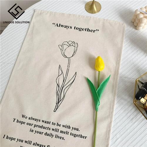 Nordic Ins Cloth Flower Wall Hanging Tapestry Fabric Hand-drawn Macrame Wall Tapestry Napkin Dorm Apartment Decoration 35*55CM