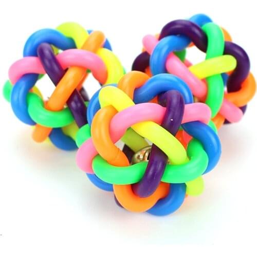 Color Rubber Dog Ball Toys Small Bell Ball Cat Toys Interactive Dog Training Aids French Bulldog Popular Toys Pet Dog Chew Ball