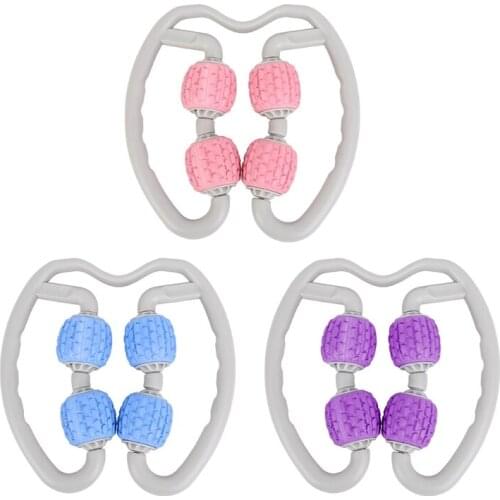H7JC Fitness 4 Wheels Shaft Ring Leg Clamp Massager Muscle Relaxation Rolling Wheel