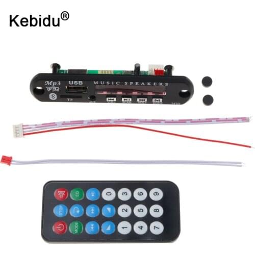 Kebidu Wireless Bluetooth 5V 12V MP3 WMA Decoder Board USB Car Audio TF FM Radio Module MP3 Player with Remote Control For Car
