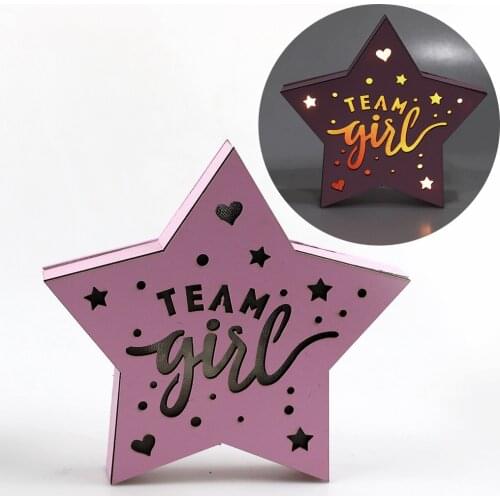 Team Boy and Team Girl Wood Star Button Sign for Reveal Parties and Baby Showers