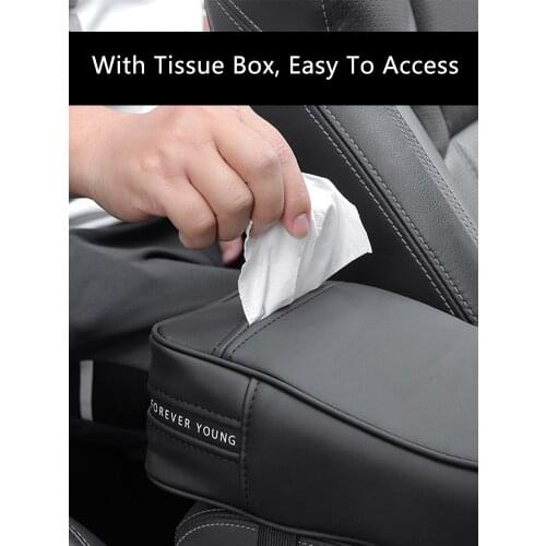 QHCP Auto Armrest Pads Tissue Box Car Center Console Arm Microfiber Leather Fit For Subaru Forester 2019 2020 Interior Accessory