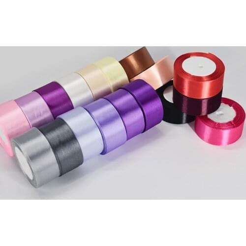 6/10/15/20/25/40/50mm Satin Ribbon DIY Crafts Sewing Fabric Christmas Halloween Wedding Gift Box Cake Decoration Ribbon