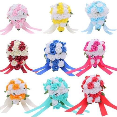 Hot Sales! 1Bouquet Rhinestone Artificial Rose Flower Garden Wedding Stage Party Decor