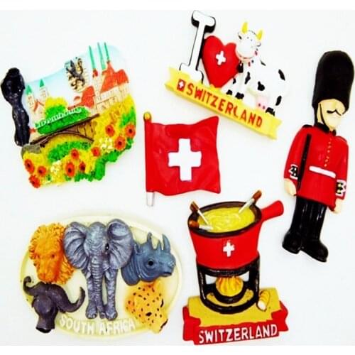 Magnetic Refrigerator Magnet Switzerland UK Luxembourg European Countries Tourist Attractions Souvenir Home Decoration Gift Idea