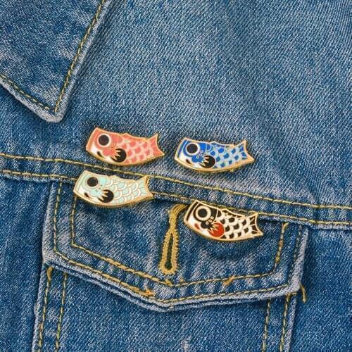 Cute Goldfish Enamel Pin Denim Lapel Fish Badge Family Kid Blessing Gifts Friends Clothes Hat Badge Brooches Jewelry