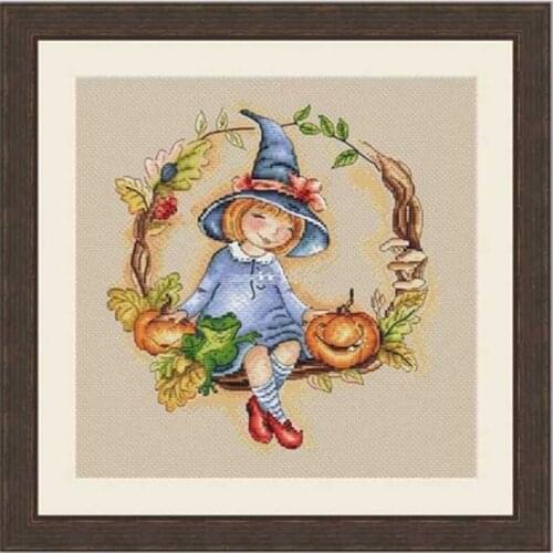 Pretty little witch patterns Counted Cross Stitch 11CT 14CT DIY Chinese Cross Stitch Kits Embroidery Needlework Sets