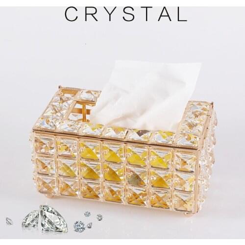 New European Crystal Tissue Box Home Study Room Bedroom Tray Hotel KTV Creative Tissue Box Dining Table Decoration