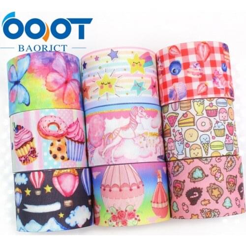 OOOT BAORJCT I-19426-1099,1-1/2",10yards Cartoon Thermal transfer Printed grosgrain Ribbons,bow cap DIY accessories decorations