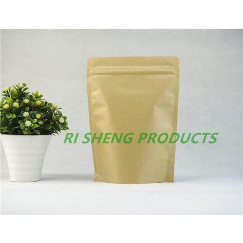 16x24cm,100pcs Stand Kraft paper aluminium foil ZipLock bags,Nuts Reusable paper pouch inner foil self-seal bread party food bag