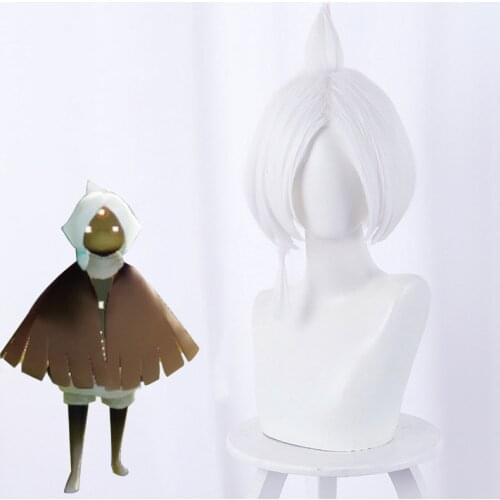 Anime Sky Wig Light Encounter Light Child Initial Cute New White Big Dull Short Hair Cos Wigs Cosplay Accessories Kawaii Hair