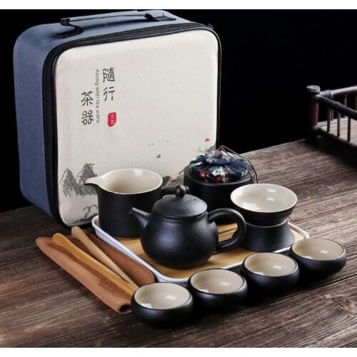 Portable Ceramic Teaware Set Chinese Kung Fu Teaset Teapot Travel Teaware With Bag Gaiwan Tea Cups Of Tea Ceremony Designer Cups