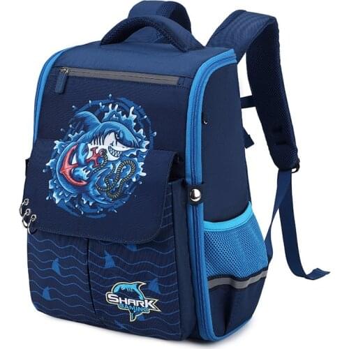 Drop Shipping Primary School Cool Boy School Bags Orthopedic Backpack for Kids Fashion Animal Pattern Waterproof Schoolbags