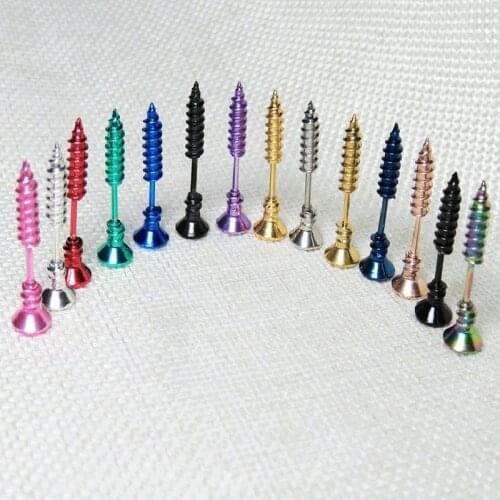 2PC Punk Men & Women Hot Fashion Screw Stud Earring Stainless Steel Body Piercing Funny jewelry 14 colors choose boucle d'oreill