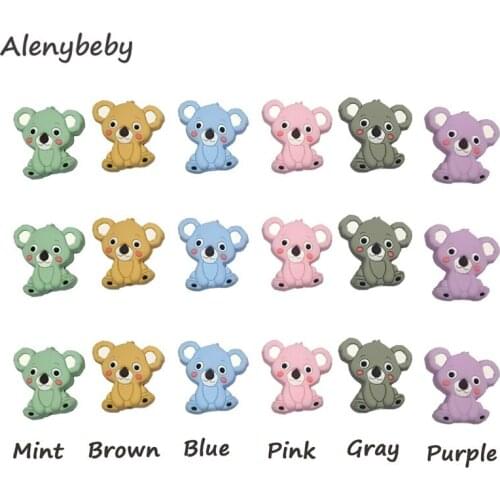 Silicone Koala Beads Teether Baby Teething Toys BPA Free Food Grade Pearls Beads Nursing Gifts DIY Silicone Necklace Baby Gift