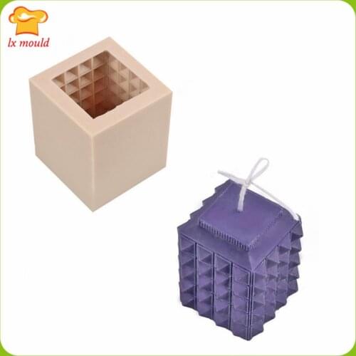 LXYY 3D Geometric Aromatherapy Candle Silicone Molds Soap Cake Rubiks Cube Silicone Moulds Baking