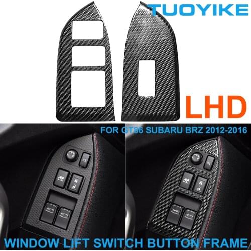 LHD Car Styling Real Carbon Fiber Window Lift Switch Button Regulator Frame Cover Trim Panel For Toyota GT86 Subaru BRZ 2012-16
