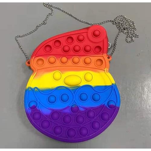 Santa Claus Push Up Fidget Popper Crossbody Bag Zipper Popper Bag Silicone Wallet Purse Sensory Fidget Toys Poppet Handbag Gift