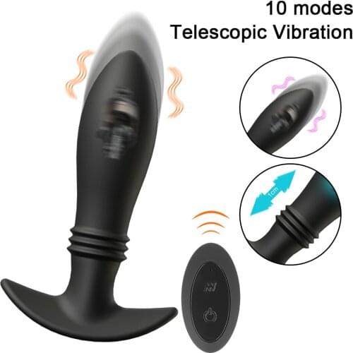 Telescopic Dildo Vibrators Butt Plug Male Prostate Massager Sex Toys 10 Modes Anal Vibrator
