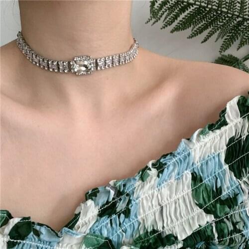 Hiphop Multi Crystal Chokers Necklaces for Women Bib Rhinestone Colliers Female Luxury Choker Necklace Fashion Jewelry 2020