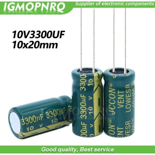 10PCS 10V3300UF 10*20mm igmopnrq Aluminum electrolytic capacitor high frequent low impedance 10x20mm
