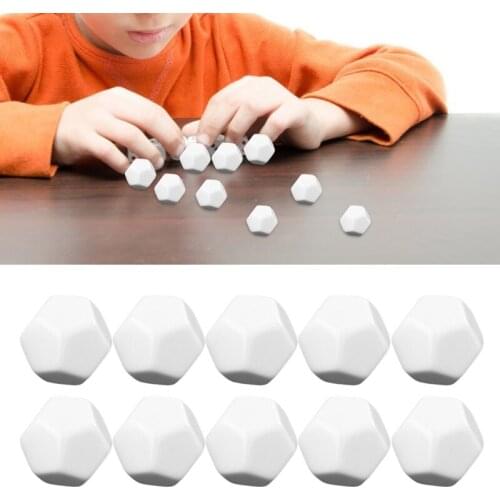 10Pcs D12 22mm Blank White Color Dice 12-Sided Can Be Written by Marker Pen for Board Games Accessories