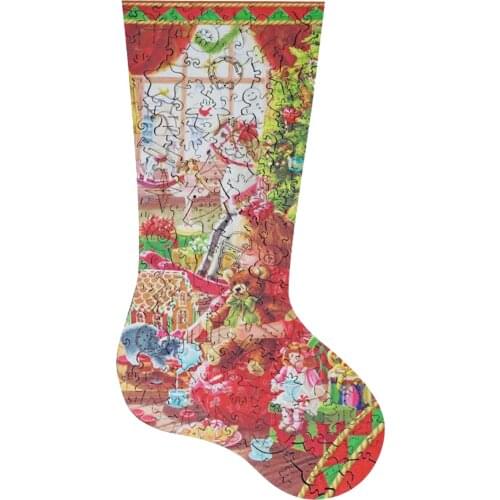 133 Pcs Christmas Socks Wooden DIY Puzzles For Adults Children Wooden Puzzles Best Christmas Gift Wooden Jigsaw Family Game