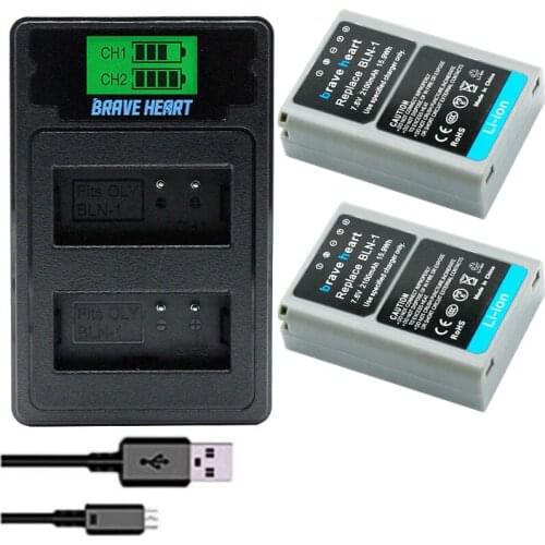 2x BLN-1 PS BLN1 PS-BLN1 Battery + TYPE-C dual lcd usb charger for Olympus OM-D E-M1 E-M5 Mark II PEN-F E-P5 EM1 EM5 PENF EP5