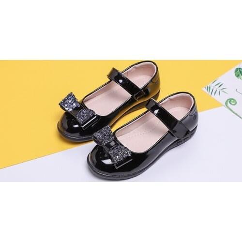 3 5 6 7 8 9 10 12 13 14 Years Fashion Bow Kids Shoes Princess For Little Girls Dress Patent Leather 2021 Children School Shoes