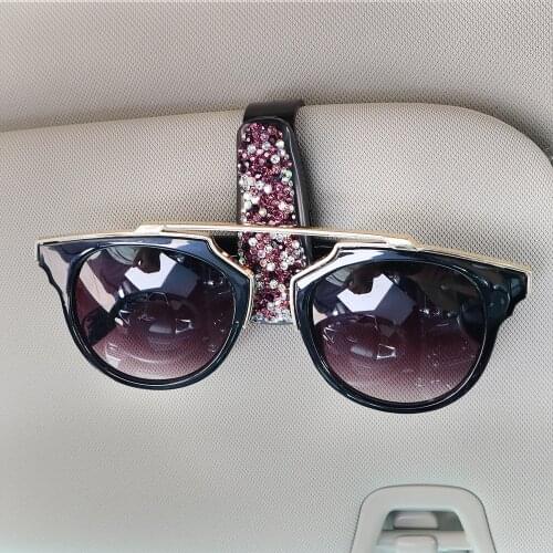 Auto Fastener Clip Glasses Cases Rhinestone Diamond Storage Holder Car Styling Portable Sun Visor Sunglasses Eyeglasses Holder