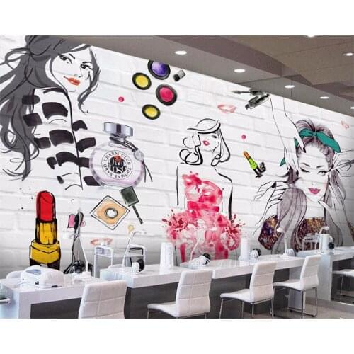 Beibehang Custom wallpaper home decoration murals watercolor brick wall beauty beauty shop cosmetics shop backdrop 3d wallpaper