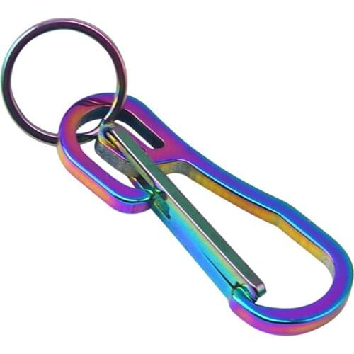1 Piece Of Titanium-plated Multi-function Keychain Spring Hook Carabiner Outdoor Camping Keychain Ring Fixed Buckle Tool