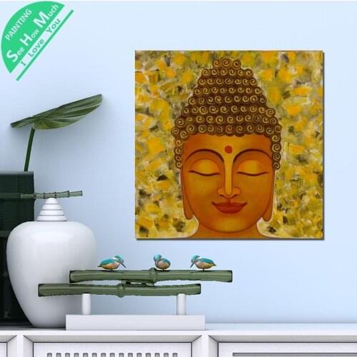 1 Piece Yellow Buddha Head Peace HD Printed Canvas Wall Art Posters and Prints Poster Painting Framed Artwork Room Decoration