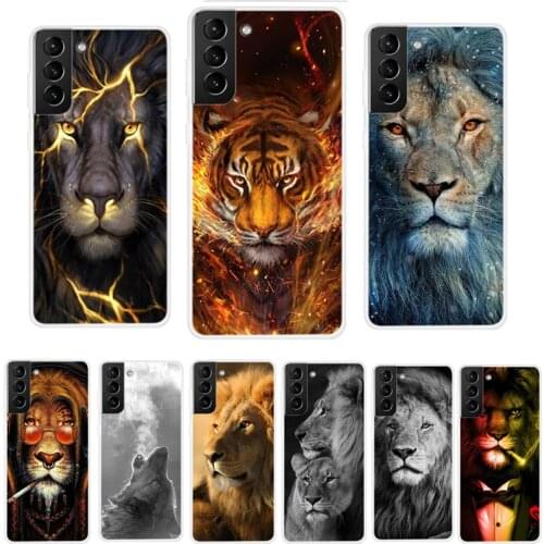 Case for Samsung Galaxy S21 Ultra S21 Plus TPU Case Shockproof Phone Cover For Samsung Galaxy S21 Waterproof Bumper Lion Tiger