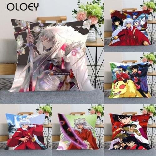 Inuyasha Anime Character Decoration Square Polyester Soft Pillowcase 45x45cm Home Bedroom Office Hotel Decorative Pillowcase
