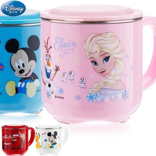 Disney 250ML Baby Kids Milk Cup Cartoon Creative Drink Water Cups Baby Training Learn Drinkware Juice Cup Stainless Steel Mugs