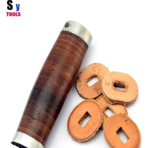 Diy Knife leather ring leather knife handle patch Cowhide rounds handle make
