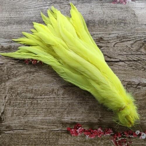 500pcs Beautiful 14-16inches/35-40cm Fluorescent Yellow Rooster Tail Feathers DIY Jewelry Craft Making Clothing Decoration