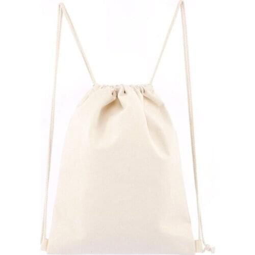 Cotton Drawstring Backpack Gym Sacks Canvas Cinch Sport Pack for Men, Women 517D